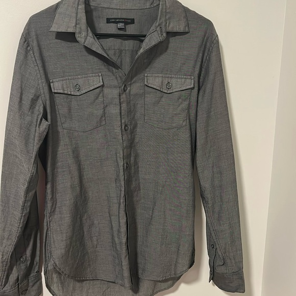 John Varvatos 100% Cotton Gray Button Down Shirt Men’s Size Small - Picture 1 of 4